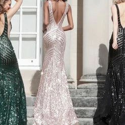 Jovani 59762 Sequin Embellished Mermaid Prom Dress Pageant Gown Plunging Neckline 82 Jovani 59762 Sequin Embellished Mermaid Prom Dress Pageant Gown Plunging Neckline