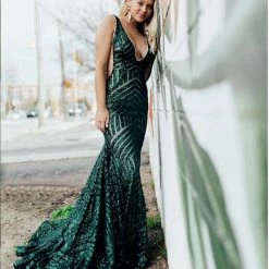 Jovani 59762 Sequin Embellished Mermaid Prom Dress Pageant Gown Plunging Neckline 68 Jovani 59762 Sequin Embellished Mermaid Prom Dress Pageant Gown Plunging Neckline