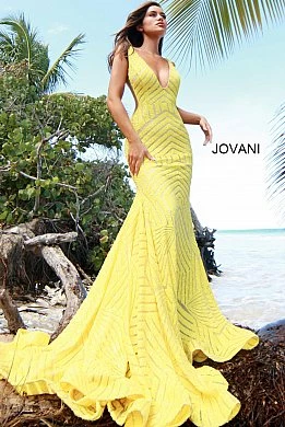 Jovani 59762 Sequin Embellished Mermaid Prom Dress Pageant Gown Plunging Neckline 14 Jovani 59762 Sequin Embellished Mermaid Prom Dress Pageant Gown Plunging Neckline