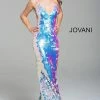 Discontinued Long Sleeve Dresses Jovani 59838 Paillette Fitted Iridescent Prom Dress Gown 2020 Sequin