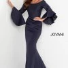 Mermaid Dresses Jovani 59993 Scuba Off The Shoulder Bell Sleeves Evening Dress Formal Long Sleeve