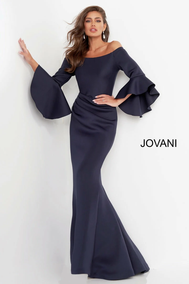 Mermaid Dresses Jovani 59993 Scuba Off The Shoulder Bell Sleeves Evening Dress Formal Long Sleeve 3 Mermaid Dresses Jovani 59993 Scuba Off The Shoulder Bell Sleeves Evening Dress Formal Long Sleeve