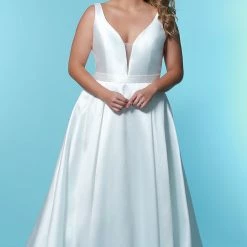 Sydney's Closet SC5229 Plus Sized A Line Wedding Dress Plunging V Neckline SC 5229 Jayne