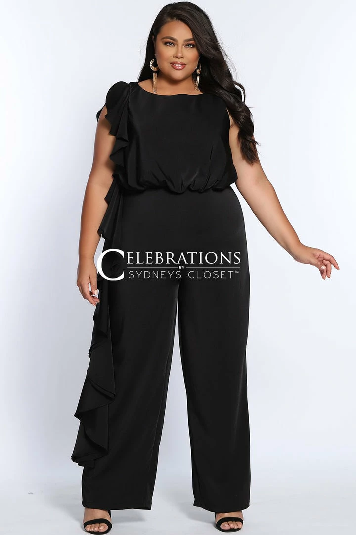 Sydney's Closet CE2014 Plus Sized Jumpsuit One Shoulder Ruffle Pants Suit CE 2014 Jumpsuits & Rompers 6 Sydney's Closet CE2014 Plus Sized Jumpsuit One Shoulder Ruffle Pants Suit CE 2014 Jumpsuits & Rompers