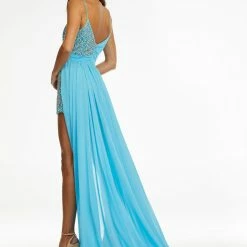 Ashleylauren Ashley Lauren 11151 Beaded Romper With Chiffon Overskirt