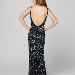 In Stock Primavera Couture 3450 Size 12 Sequin Beaded Fitted Prom Dress Slit Formal