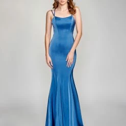 In Stock Nina Canacci 9142 Long Mermaid Prom Dress Scoop Neckline Pageant Gown Lace Up Tie Back Corset Dresses