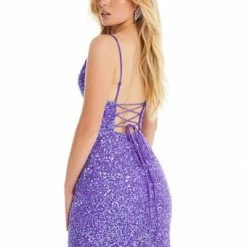 Ashleylauren Sequin Dresses Ashley Lauren 4407 Black Cocktail Dress Sequins V Neckline Homecoming Dress