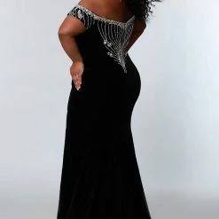 JK2203 Plus Sized Prom Dress NO SCARVES Fitted Velvet Evening Gown JK 2203 Johnathan Kayne By Sydney's Closet