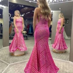 In Stock Jovani 06017 Size 0, 2, 4, 8, 10 Long Mermaid Prom Pageant Gown Sequin One Shoulder Formal Sheer Mermaid Dresses