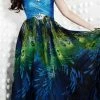 In Stock Riva Designs 9410 Size 10 Teal Peacock Prom Dress Formal Print Gown A Line Chiffon Animal Print Dresses