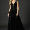 Nina Canacci 6557 Long Ballgown Prom Pageant Gown Floral Lace Black Bridal Wedding Ballgown Dresses