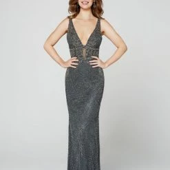 In Stock Primavera Couture 3416 Size 8 Fully Beaded Prom Dress Evening Gown V Neck Sequin