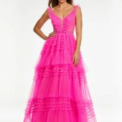 Ashleylauren Ashley Lauren 11142 Tiered Ruffle Ball Gown Prom Dress