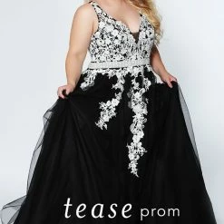 Discontinued Tease Prom TE1927 A Line Lace Plus Sized Prom Dress Evening Gown Ballgown Dresses