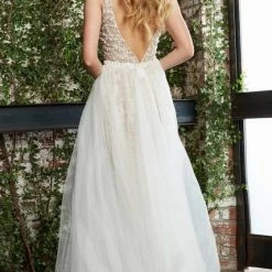 Jovani Bridal 60010 Embellished V Neckline Jumpsuit Tulle Overskirt Pageant Wedding Backless Dresses 16 Jovani Bridal 60010 Embellished V Neckline Jumpsuit Tulle Overskirt Pageant Wedding Backless Dresses