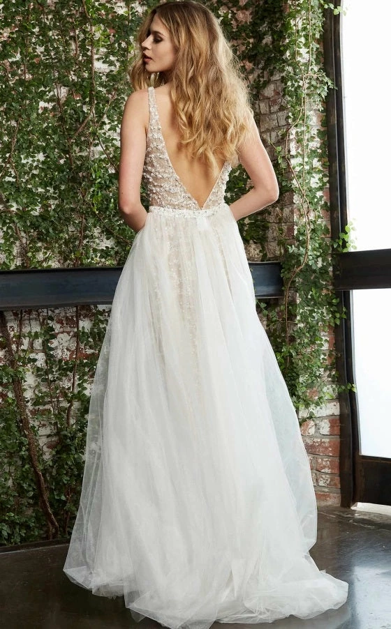 Jovani Bridal 60010 Embellished V Neckline Jumpsuit Tulle Overskirt Pageant Wedding Backless Dresses 9 Jovani Bridal 60010 Embellished V Neckline Jumpsuit Tulle Overskirt Pageant Wedding Backless Dresses