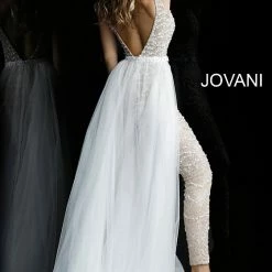 Jovani Bridal 60010 Embellished V Neckline Jumpsuit Tulle Overskirt Pageant Wedding Backless Dresses 15 Jovani Bridal 60010 Embellished V Neckline Jumpsuit Tulle Overskirt Pageant Wedding Backless Dresses