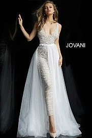 Jovani Bridal 60010 Embellished V Neckline Jumpsuit Tulle Overskirt Pageant Wedding Backless Dresses 10 Jovani Bridal 60010 Embellished V Neckline Jumpsuit Tulle Overskirt Pageant Wedding Backless Dresses