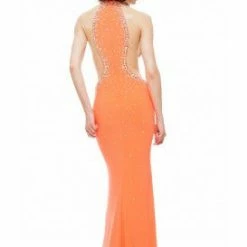 In Stock Johnathan Kayne Style 6009 Size 2 Neon Sheer High Neck Prom Dress Pageant Gown