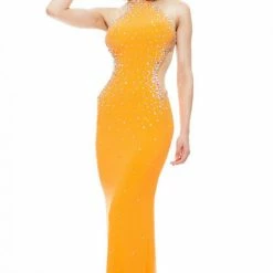 In Stock Johnathan Kayne Style 6009 Size 2 Neon Sheer High Neck Prom Dress Pageant Gown