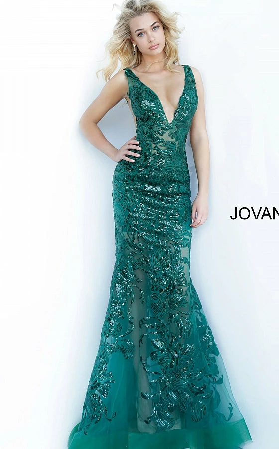 Jovani 60283 Long Floral Sheer Sequin Formal Evening Prom Dress V Neck Gown Backless Dresses 3 Jovani 60283 Long Floral Sheer Sequin Formal Evening Prom Dress V Neck Gown Backless Dresses