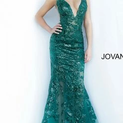 In Stock Jovani 60283 Size 10 Red Sequin Floral Lace Sheer Prom Dress Sexy Formal Gown