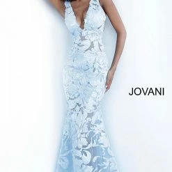 In Stock Jovani 60283 Size 10 Red Sequin Floral Lace Sheer Prom Dress Sexy Formal Gown