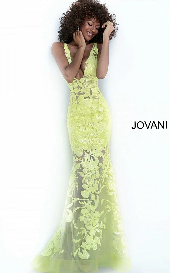 Jovani 60283 Long Floral Sheer Sequin Formal Evening Prom Dress V Neck Gown Backless Dresses 5 Jovani 60283 Long Floral Sheer Sequin Formal Evening Prom Dress V Neck Gown Backless Dresses
