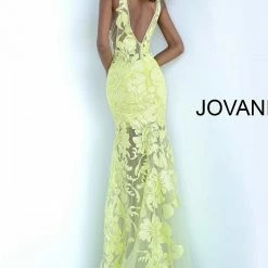 Mermaid Dresses Jovani 60283 Long Floral Sheer Sequin Formal Evening Prom Dress V Neck Gown