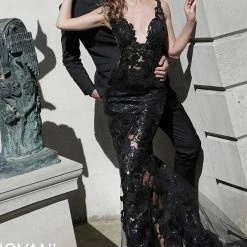 Jovani 60283 Long Floral Sheer Sequin Formal Evening Prom Dress V Neck Gown Backless Dresses 22 Jovani 60283 Long Floral Sheer Sequin Formal Evening Prom Dress V Neck Gown Backless Dresses