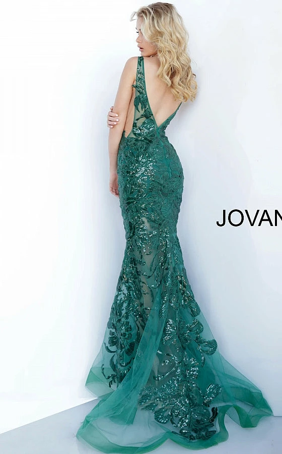 Jovani 60283 Long Floral Sheer Sequin Formal Evening Prom Dress V Neck Gown Backless Dresses 18 Jovani 60283 Long Floral Sheer Sequin Formal Evening Prom Dress V Neck Gown Backless Dresses