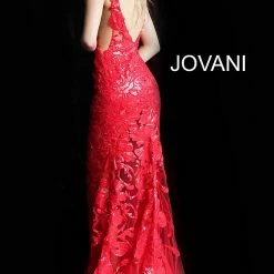 Mermaid Dresses Jovani 60283 Long Floral Sheer Sequin Formal Evening Prom Dress V Neck Gown