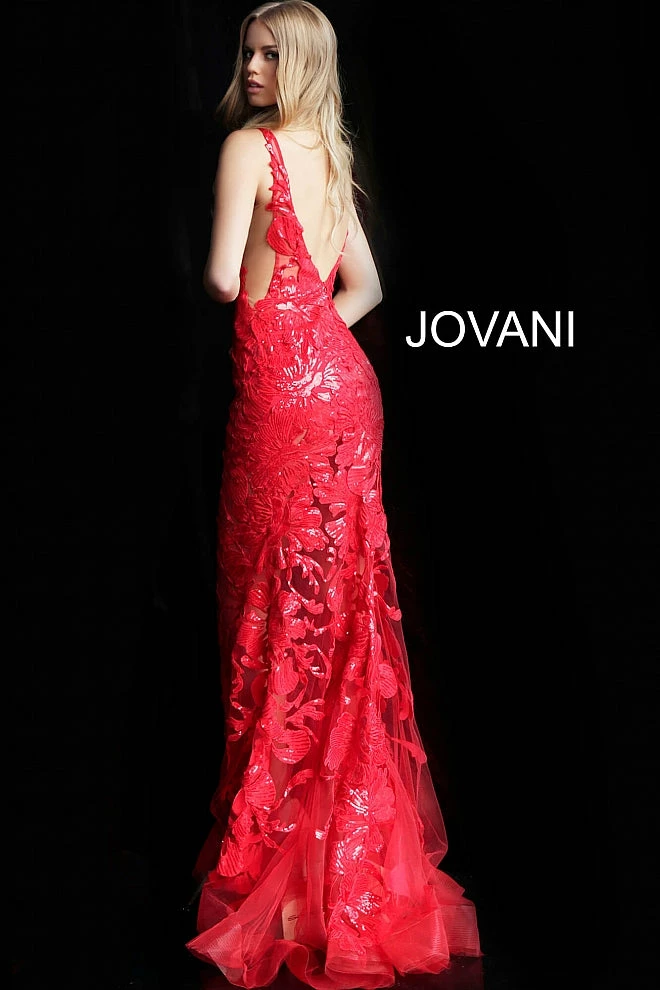Jovani 60283 Long Floral Sheer Sequin Formal Evening Prom Dress V Neck Gown Backless Dresses 12 Jovani 60283 Long Floral Sheer Sequin Formal Evening Prom Dress V Neck Gown Backless Dresses