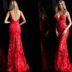 Jovani 60283 Long Floral Sheer Sequin Formal Evening Prom Dress V Neck Gown Backless Dresses 32 Jovani 60283 Long Floral Sheer Sequin Formal Evening Prom Dress V Neck Gown Backless Dresses