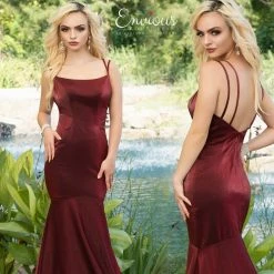 Envious Couture 1622 Fitted Shimmer Taffeta Mermaid Prom Dress Fitted Straight Neckline