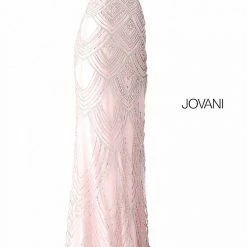 Discontinued Long Sleeve Dresses Jovani 60653 Beaded Scallop Long Fitted Prom Dress Wedding Dress Evening Gown