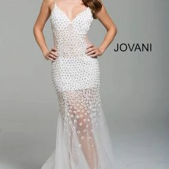 Jovani 60695 Prom Dress Embellished Sheer Floral Beading Wedding Gown