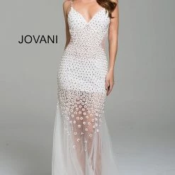 Jovani 60695 Prom Dress Embellished Sheer Floral Beading Wedding Gown