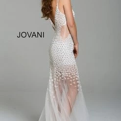 Jovani 60695 Prom Dress Embellished Sheer Floral Beading Wedding Gown