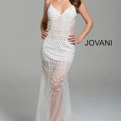 Jovani 60695 Prom Dress Embellished Sheer Floral Beading Wedding Gown