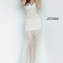 Jovani 60695 Prom Dress Embellished Sheer Floral Beading Wedding Gown