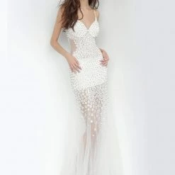 Jovani 60695 Prom Dress Embellished Sheer Floral Beading Wedding Gown