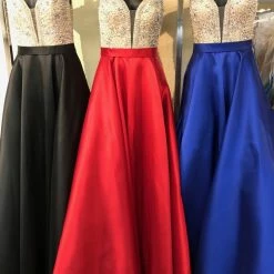 In Stock Ballgown Dresses Jovani JVN 60696 Size 6 Red Prom Dress Ball Gown A Line Pockets Sheer 12 In Stock Ballgown Dresses Jovani JVN 60696 Size 6 Red Prom Dress Ball Gown A Line Pockets Sheer