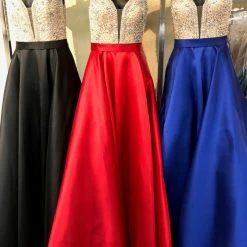 In Stock Jovani JVN60696 Size 4 ,12 Black Prom Dress Ball Gown Pockets A Line Sheer