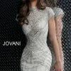 Jovani 60933 Short Fitted Beaded High Neckline Cocktail Dress Vintage Formal Gown