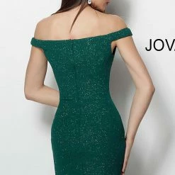 Jovani 61623 Off The Shoulder Cocktail Dress Fitted Short Homecoming Dress Shimmer Cocktail