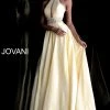 Discontinued Jovani 61645 Crew Neckline Embellished Waist Prom Dress Long Sleeve Dresses