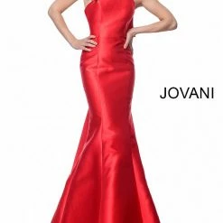 Jovani 62463 One Shoulder Mermaid Prom Dress With Bow In Back