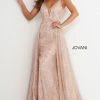 Discontinued Jovani 62515 Long Fitted Glitter Embellished Prom Dress Overskirt Pageant Gown